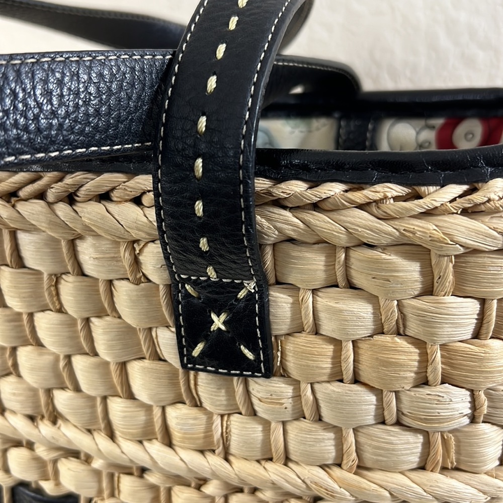 Brighton Natural Straw Tote with Black Leather Trim - Picture 6 of 16